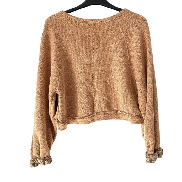 Free People Jade Tan Pullover Knit Crop Sweatshirt size small - Picture 8 of 11
